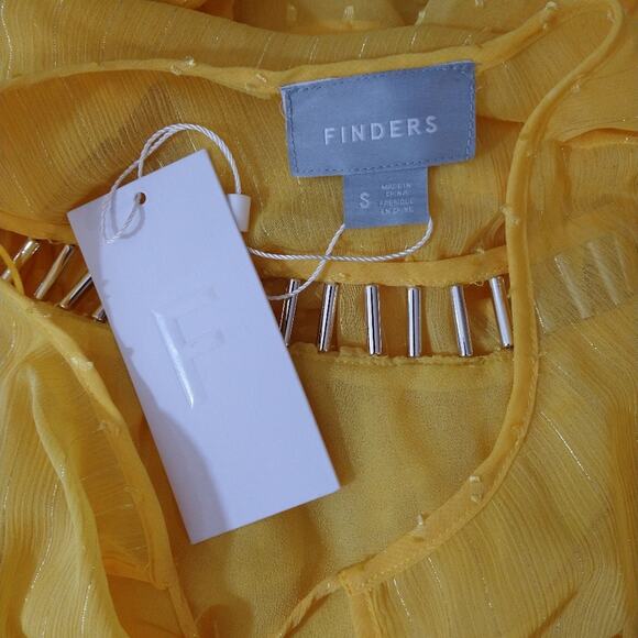 ML Finders Keepers Aspen Yellow Gold Oversized Dot Sheer Belle Top Blouse NWT S - Picture 9 of 11